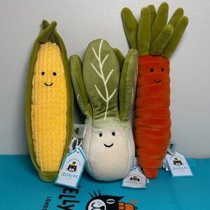 Jellycat VIVACIOUS BOK CHOY ;CORN & CARROT BNWT RETIRED W./ Dust Bag US Seller